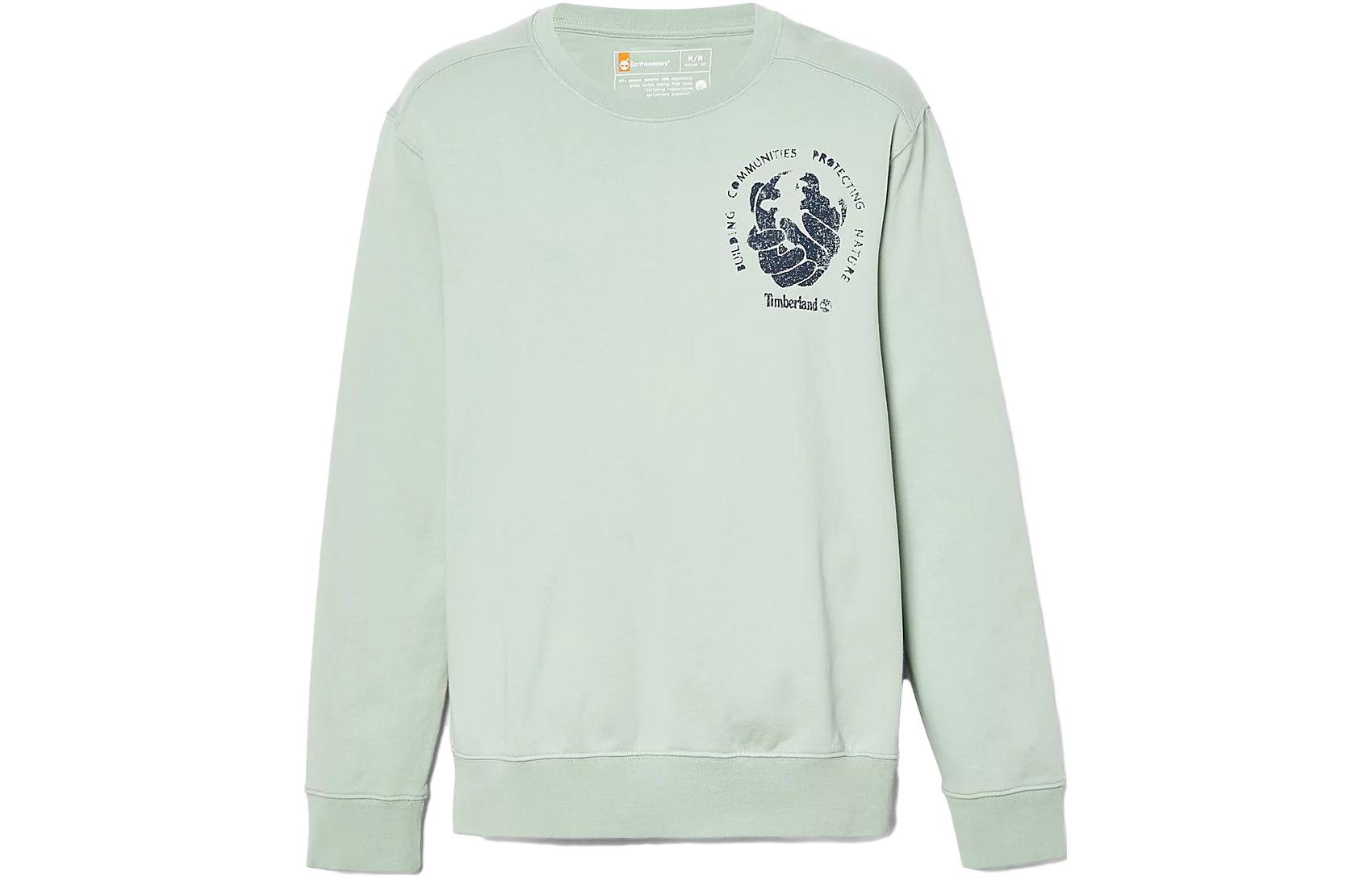 Timberland Patterned Green Crewneck Sweatshirt Unisex Casual Wear A65TD-Q43