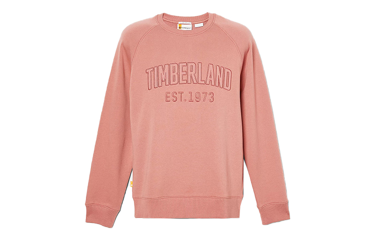 Timberland Pink Crewneck Pullover Sweatshirt with Alphanumeric Embroidery A669D-DJ1