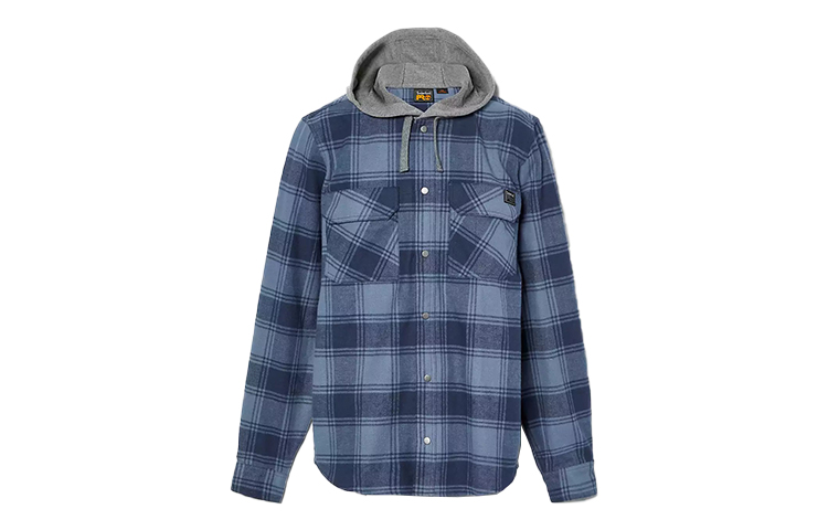 Timberland Plaid Print Hooded Jacket for Men - Blue A64DD-B05