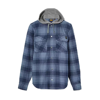 Timberland Plaid Print Hooded Jacket for Men - Blue A64DD-B05
