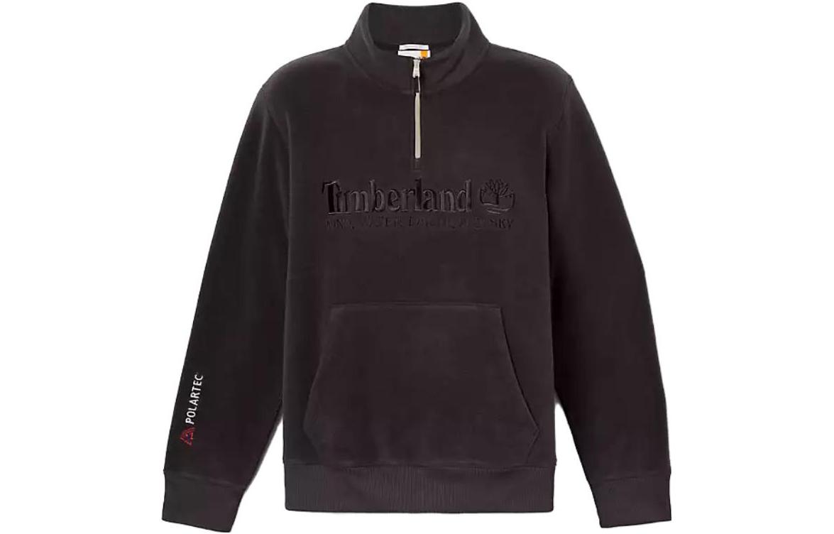 Timberland Polartec® Fleece Logo Stand Collar Sweatshirt Black Long Sleeve A6NQW-001
