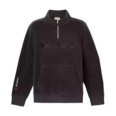 Timberland Polartec® Fleece Logo Stand Collar Sweatshirt Black Long Sleeve A6NQW-001