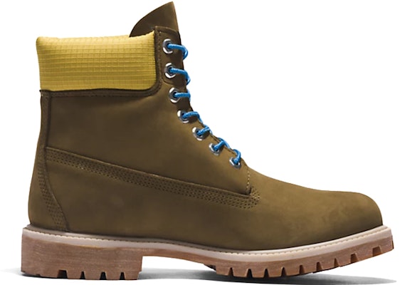 Timberland Premium 6 Inch Boots 'Olive Green Nubuck with Yellow Collar' A5NZM327 Order Timberland Premium 6 Inch Boots 'Olive Green Nubuck with Yellow Collar' A5NZM327