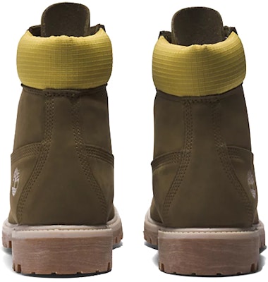 Timberland Premium 6 Inch Boots 'Olive Green Nubuck with Yellow Collar' A5NZM327 Details for Timberland Premium 6 Inch Boots 'Olive Green Nubuck with Yellow Collar' A5NZM327