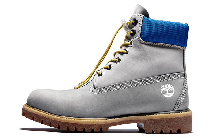 Timberland Premium 6 Inch Waterproof Boots 'Grey with Blue Collar' A2N9PD52