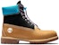 But Timberland Premium 6 Inch 'Wheat Nubuck dengan kolar Hitam dan Biru'. A2N93231