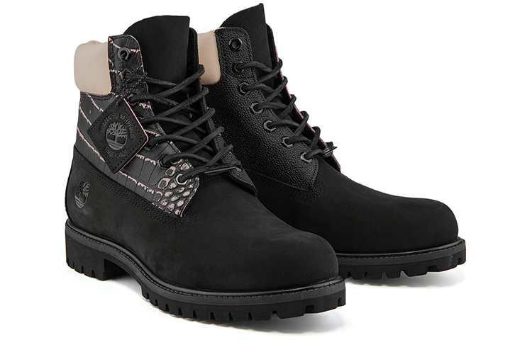Shop Timberland Premium Boot Tahan Air 'Black Nubuck with Pink' Lebar Fit A2JCKW