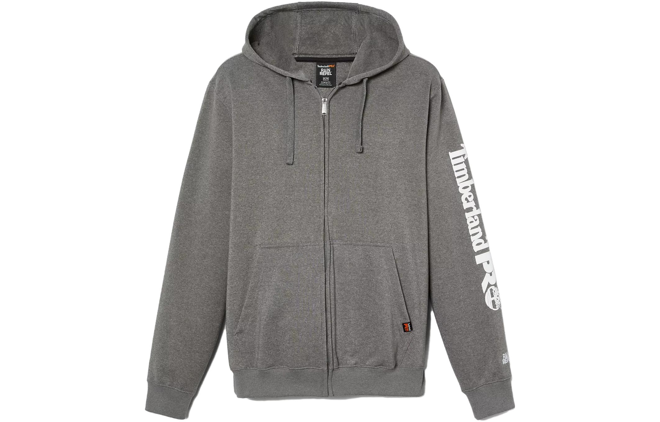 Timberland Printed Logo Hoodie Jacket in Dark Charcoal Gray A235X-AB0