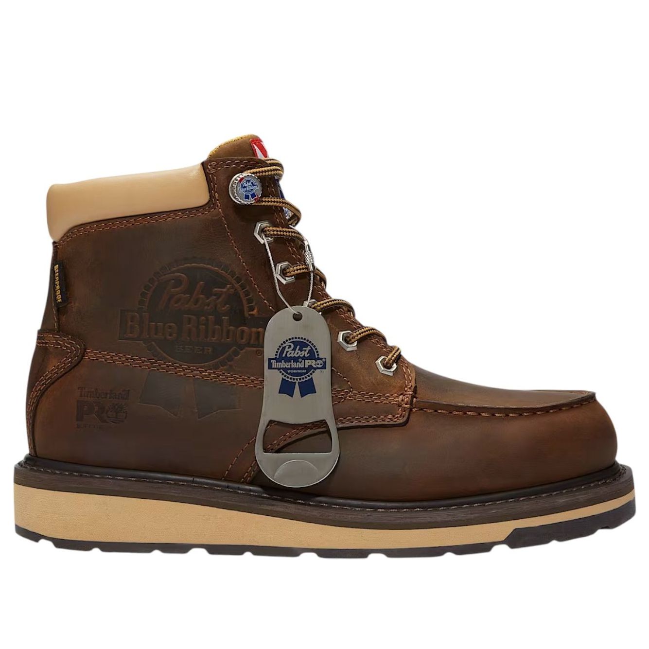 Shop Timberland PRO Gridworks 6吋軟頭防水工作靴 帕卜斯藍帶啤酒棕全粒面皮 TB0A64KK-EM4