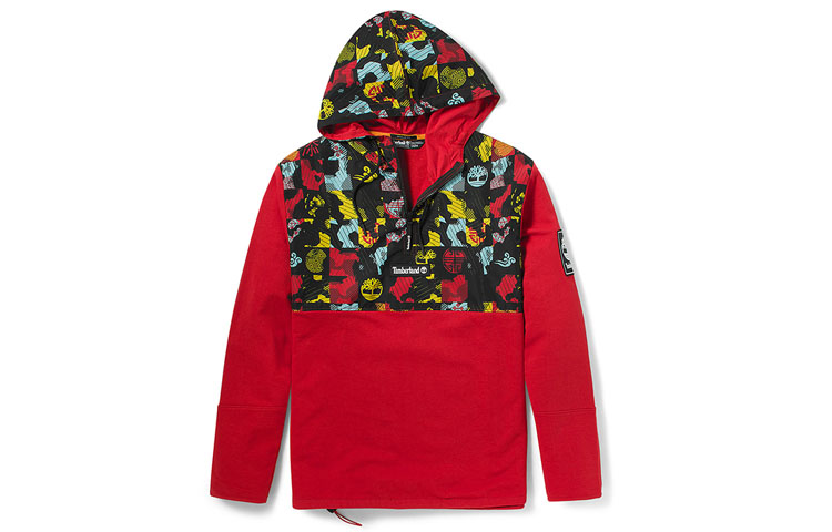 Timberland Red Color-Block Printed Hoodie A245F-P92