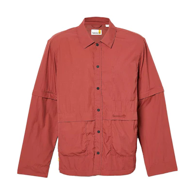 Timberland Red Detachable Sleeve Jacket with Solid Color Design A68C9-DH9