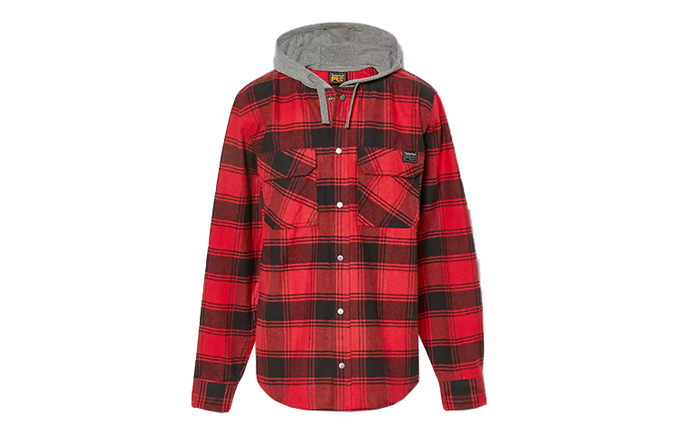 Timberland Red Plaid Print Hoodie Jacket A64DD-I33
