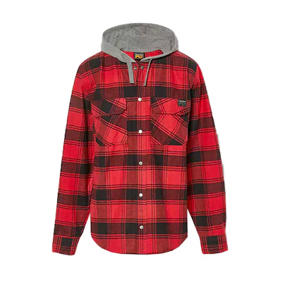 Timberland Red Plaid Print Hoodie Jacket A64DD-I33