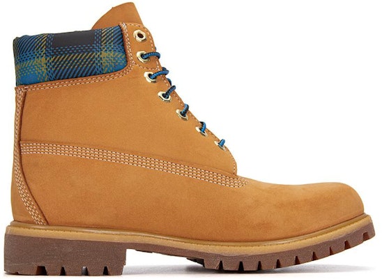 Timberland Premium 6 Inch Boots 'Wheat with Blue Tartan Collar' A2EUX231 Order Timberland Premium 6 Inch Boots 'Wheat with Blue Tartan Collar' A2EUX231
