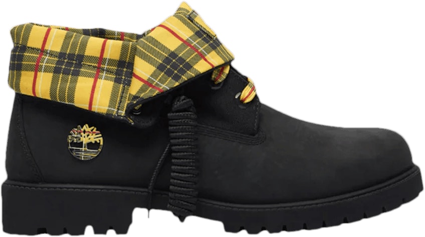 timberland-roll-top-boot-black-plaid