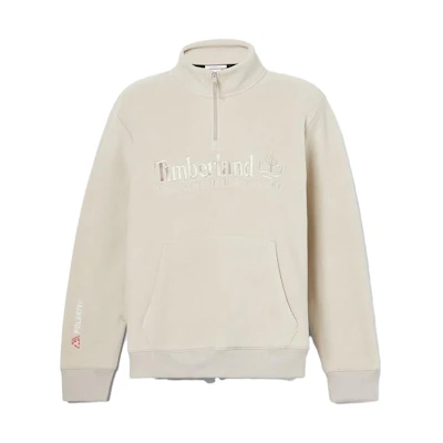 Timberland Sand Fleece Sweatshirt with Logo Print - Outdoor Casual Wear A2NRK-CY2