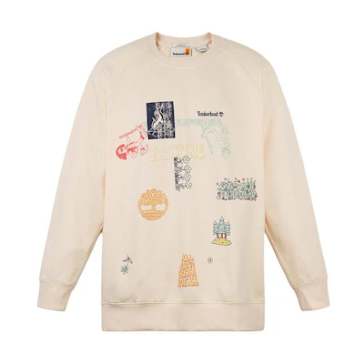Timberland Smoke White Printed Crewneck Casual Long Sleeve Sweatshirt Unisex A2R18-V04