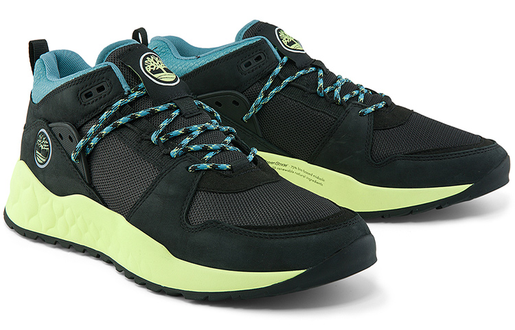 Shop Timberland Solar Wave Sepatu Kasut 'Nubuck Hitam dengan Lime' A2B12W
