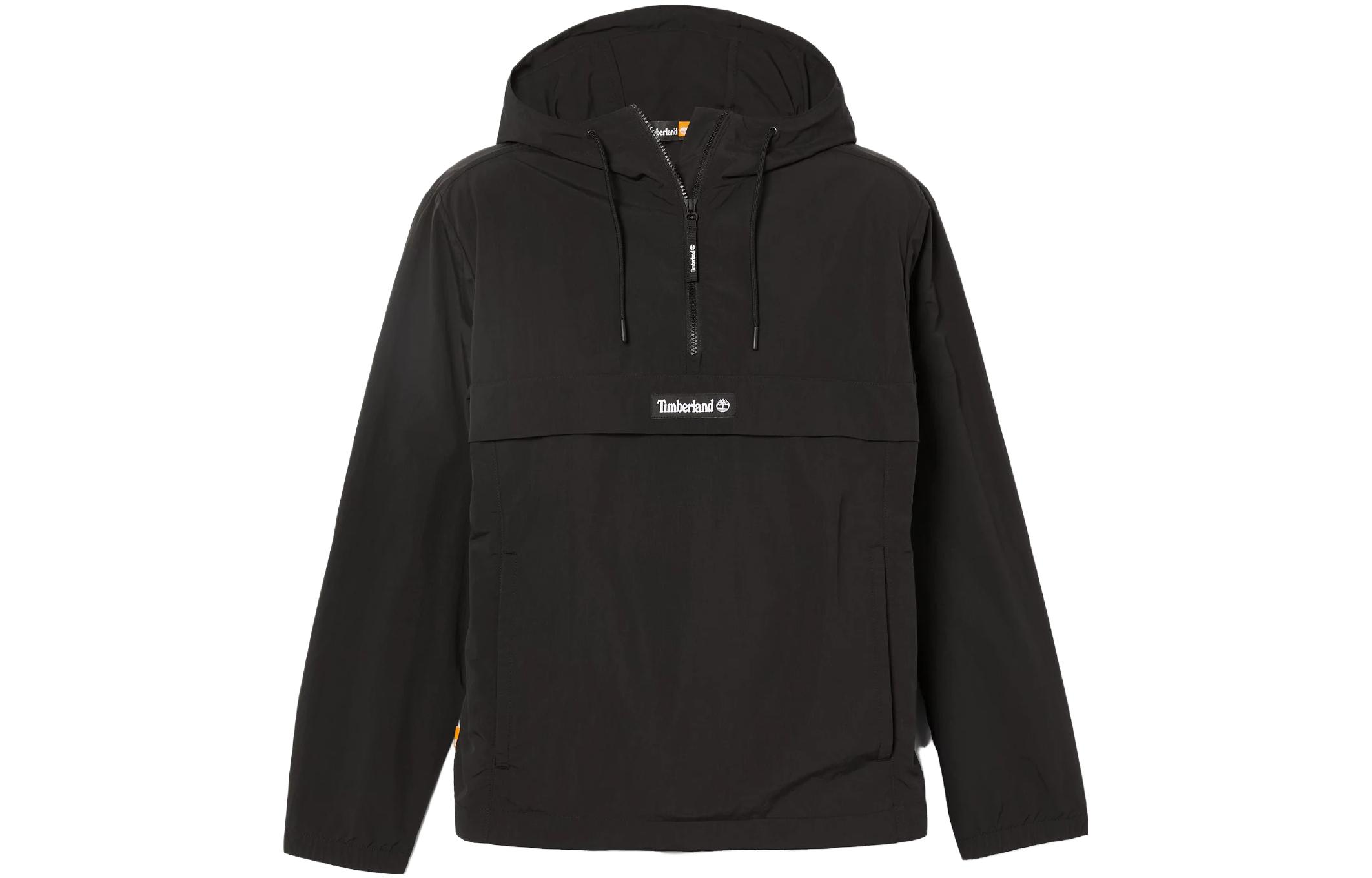 Timberland Solid Color Half-Zip Hooded Jacket Unisex Black A6781-001