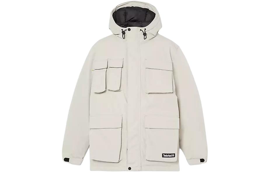 Timberland Solid Color Hooded Long Sleeve Jacket - White A6JVN-CY2