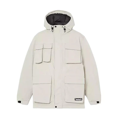 Timberland Solid Color Hooded Long Sleeve Jacket - White A6JVN-CY2