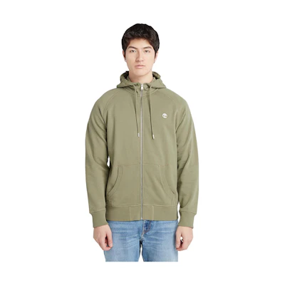 Timberland Solid Color Logo Embroidered Green Hoodie Jacket A2F6Y-590