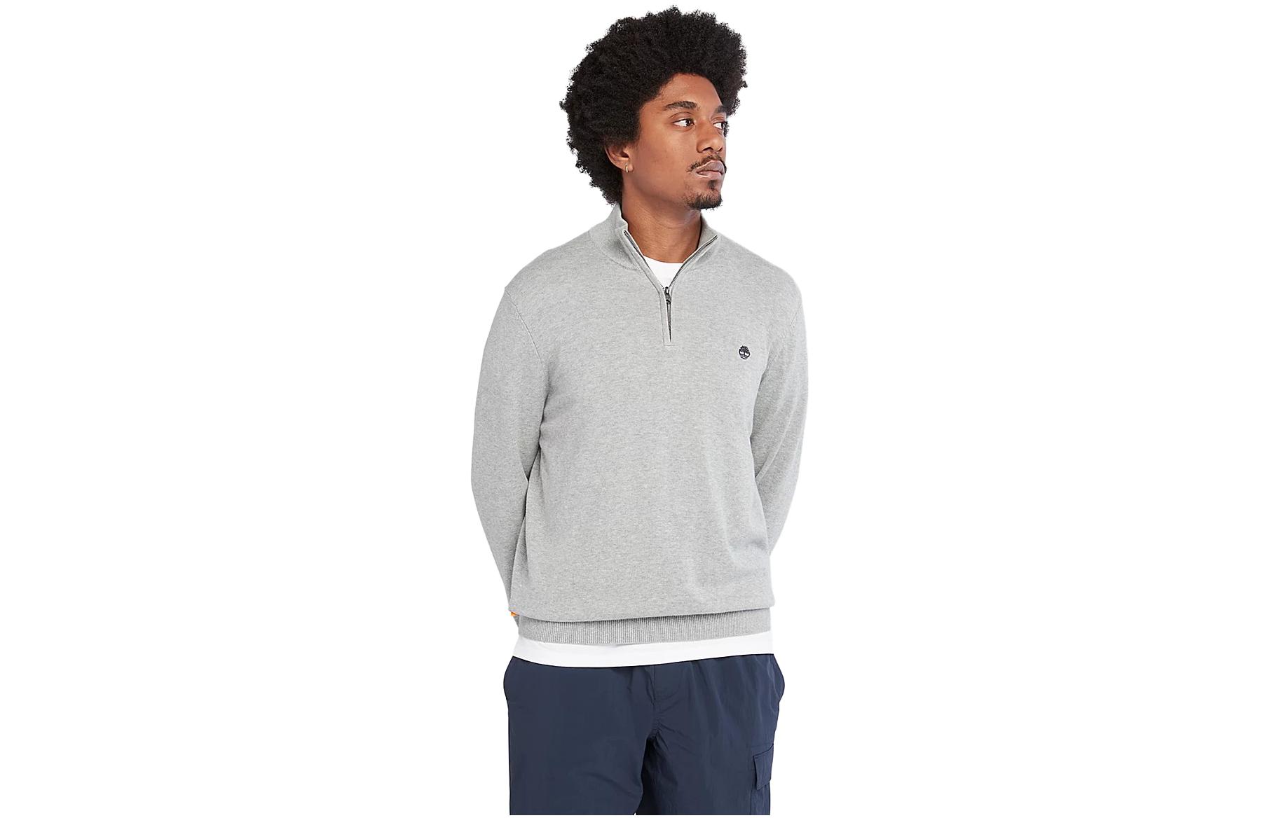 Timberland Solid Color Logo Full-Zip Stand Collar Sweatshirt A2BMX-052