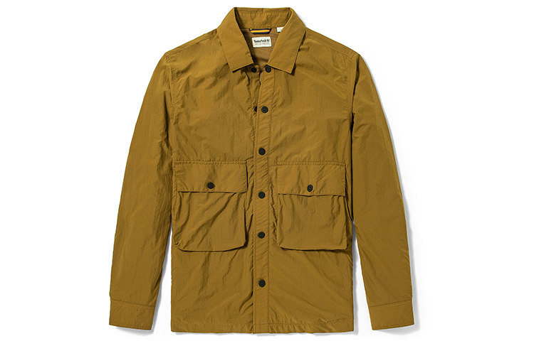 Timberland Solid Color Pocket Shirt Collar Jacket in Rubber A44ER-932