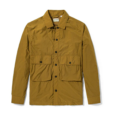 Timberland Solid Color Pocket Shirt Collar Jacket in Rubber A44ER-932