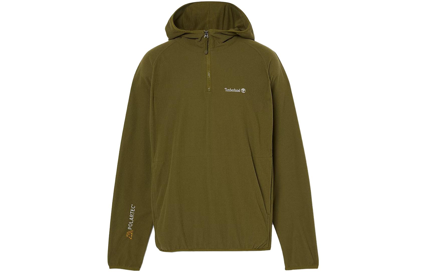 Timberland Solid Logo Half-Zip Hoodie Deep Green A6KC9-302
