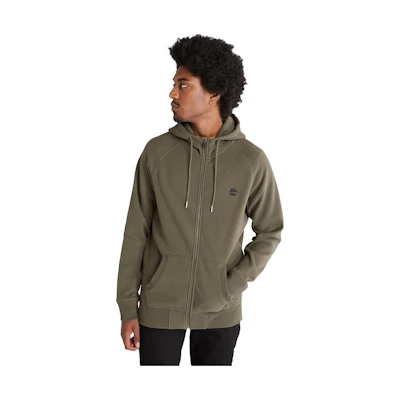 Timberland Solid Logo Hoodie Fleece Jacket Deep Green A2BNB-A58