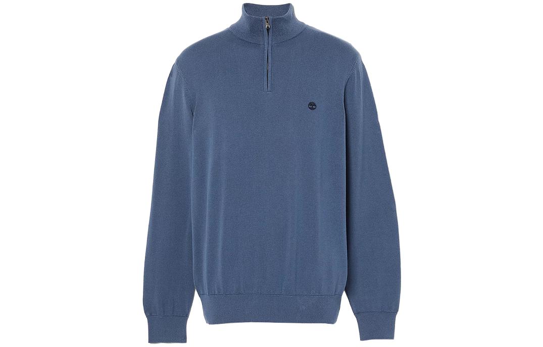 Timberland Solid Logo Mock Neck Pullover Sweatshirt Blue A2BMX-288