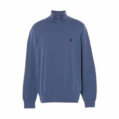 Timberland Solid Logo Mock Neck Pullover Sweatshirt Blue A2BMX-288