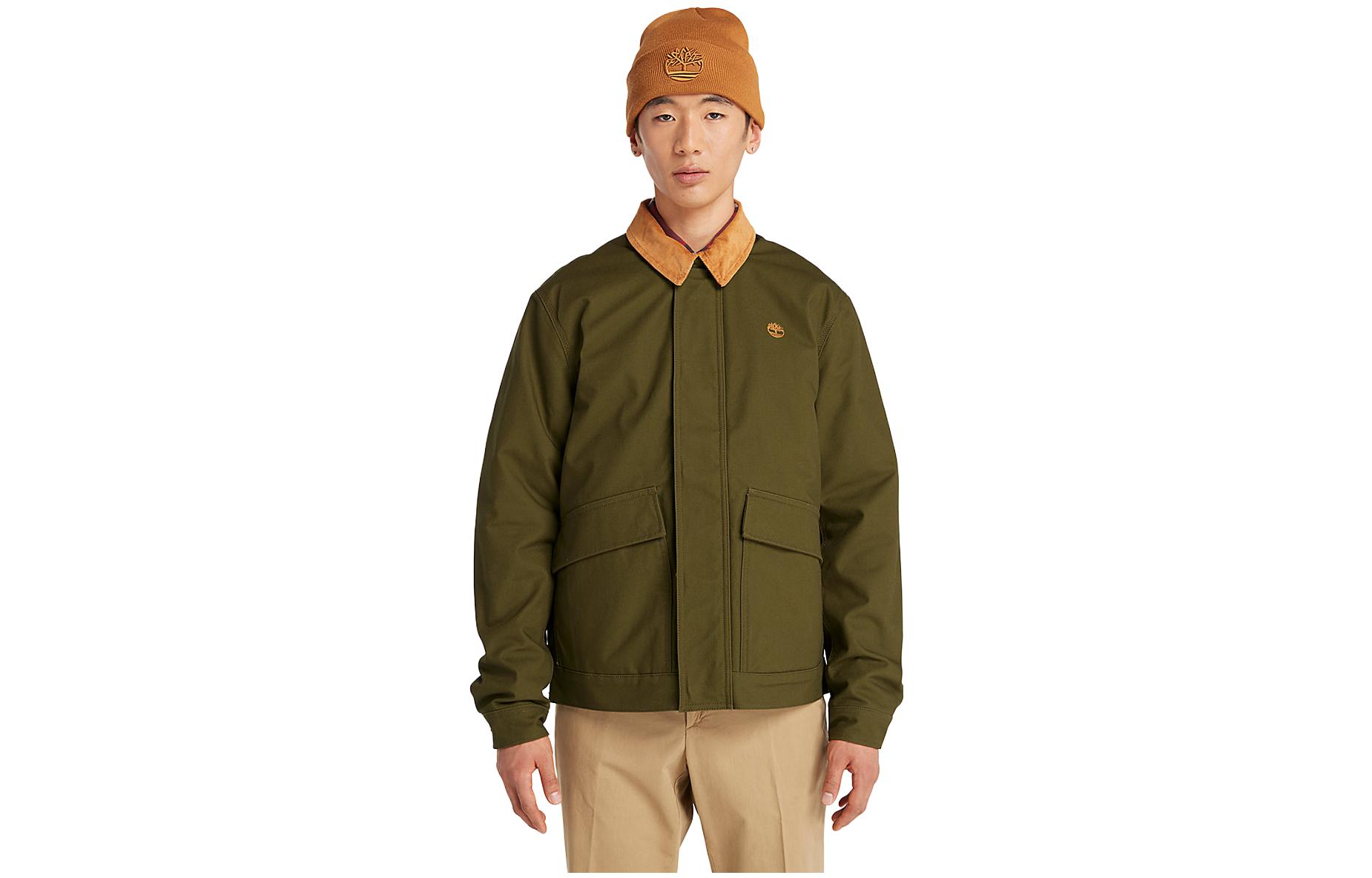 Timberland Solid Logo Outdoor Polo Collar Jacket Green A6G21-302