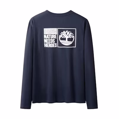 Timberland Solid Logo Print Blue Crewneck Sweatshirt Long Sleeve A6A21-433