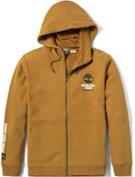 Timberland Solid Logo Print Drawstring Zip Hoodie Tan A24NN-P47 Timberland Solid Logo Print Drawstring Zip Hoodie Tan A24NN-P47