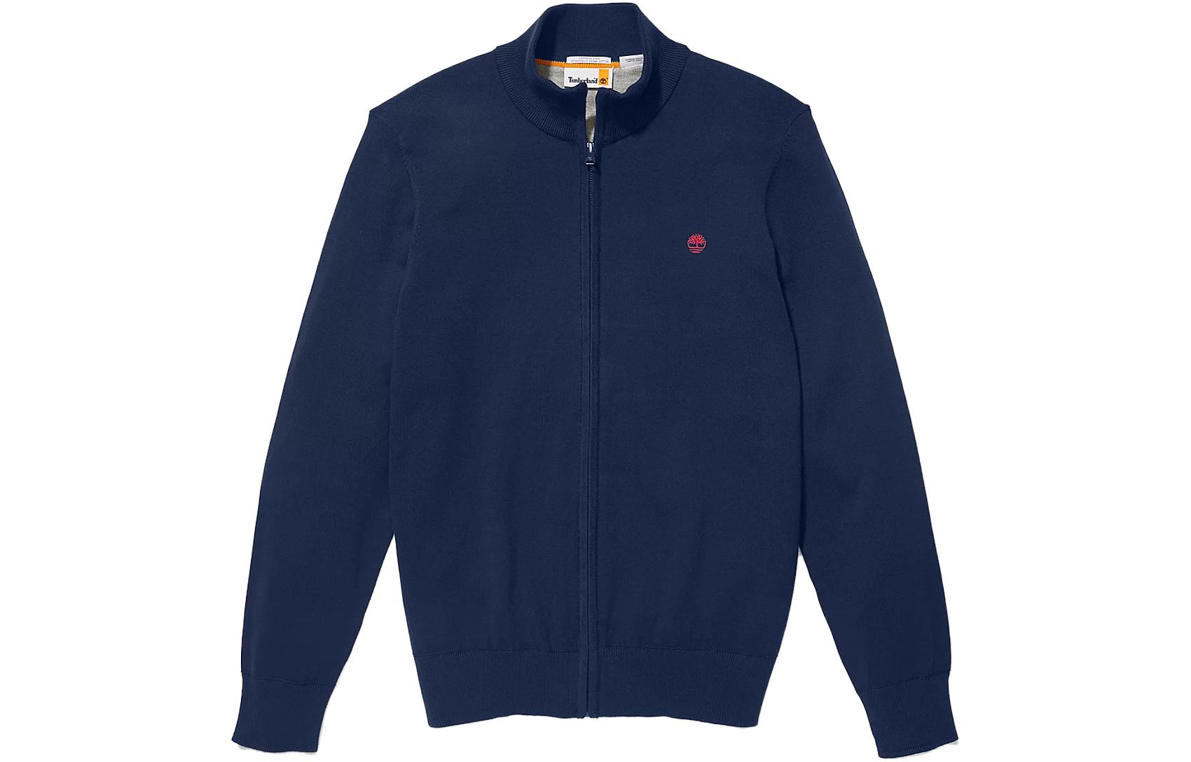 Timberland Solid Logo Stand Collar Long Sleeve Jacket - Navy Blue A2BMZ-433