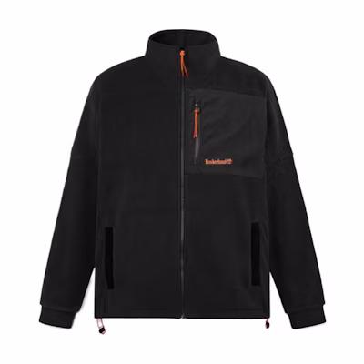 Timberland SS24 Black Stand Collar Zip-Up Jacket Long Sleeve Casual Fit A5M7X001