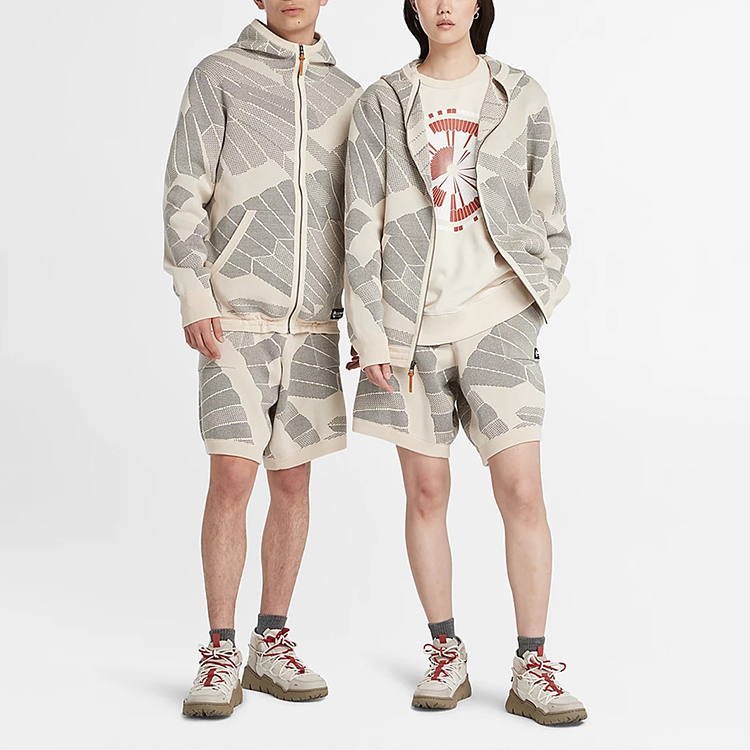 Lookbook 添柏岚条纹印花连帽长袖外套男女通用 - 灰色 A6BNA-DP9