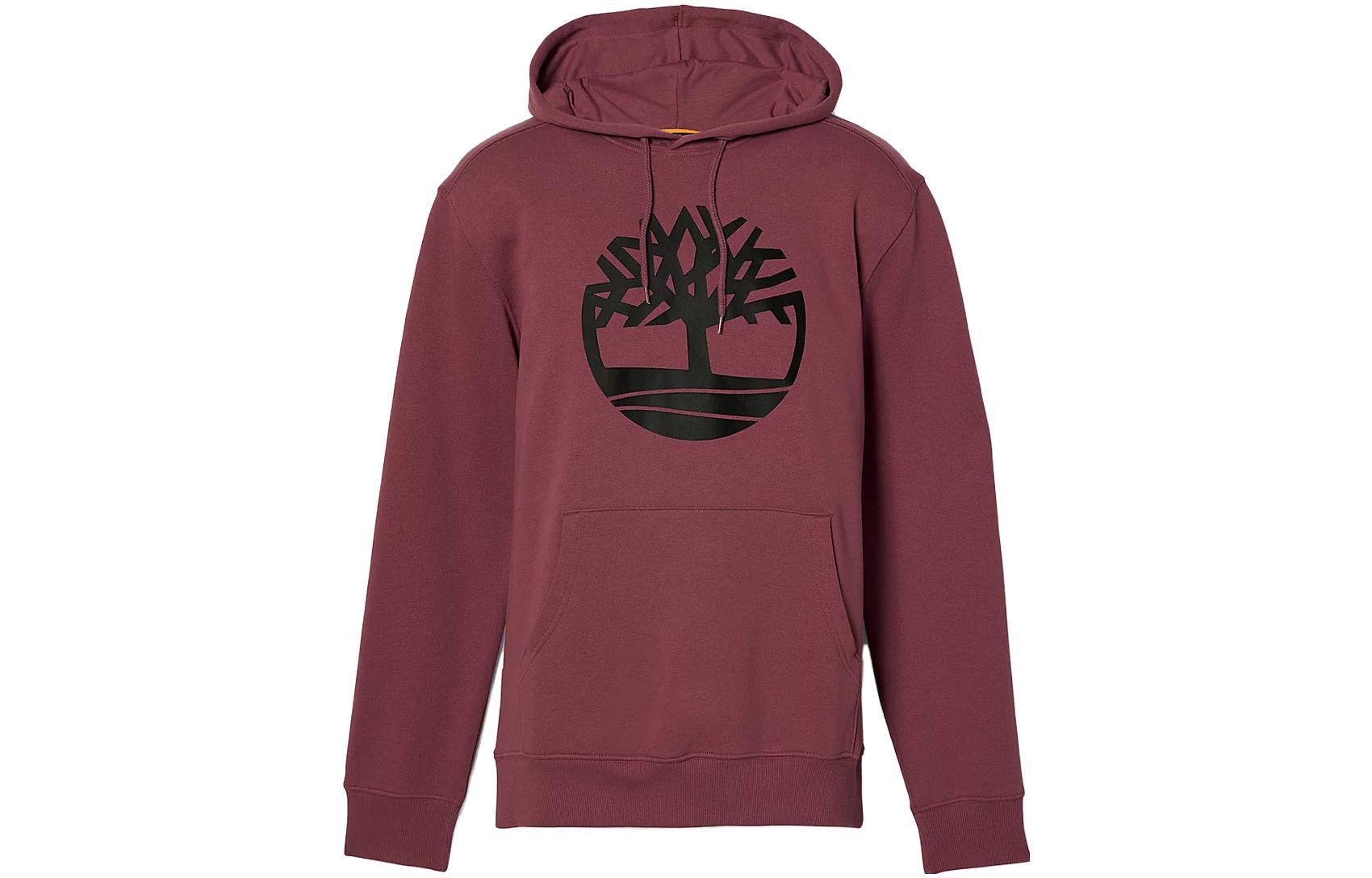 Timberland Tree Logo Drawstring Pullover Hoodie - Deep Red A2BJH-I30