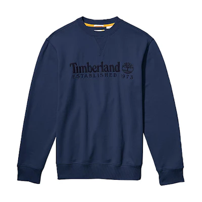 Timberland Tree Logo Graphic Crewneck Sweatshirt Navy Blue - A2FEQ-433