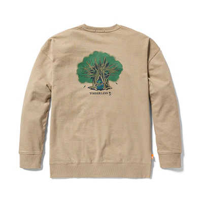 Timberland Tree Logo Print Fleece Sweatshirt Unisex - Light Earth Tone A6BDT-269