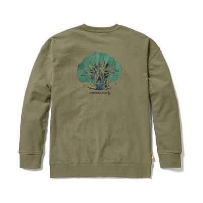Timberland Tree Logo Print Oversized Sweatshirt Kassel Green Unisex A6BDT-590