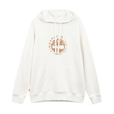 Timberland Tree Logo Printed Hoodie White Pullover for Men A6QTS-CM9