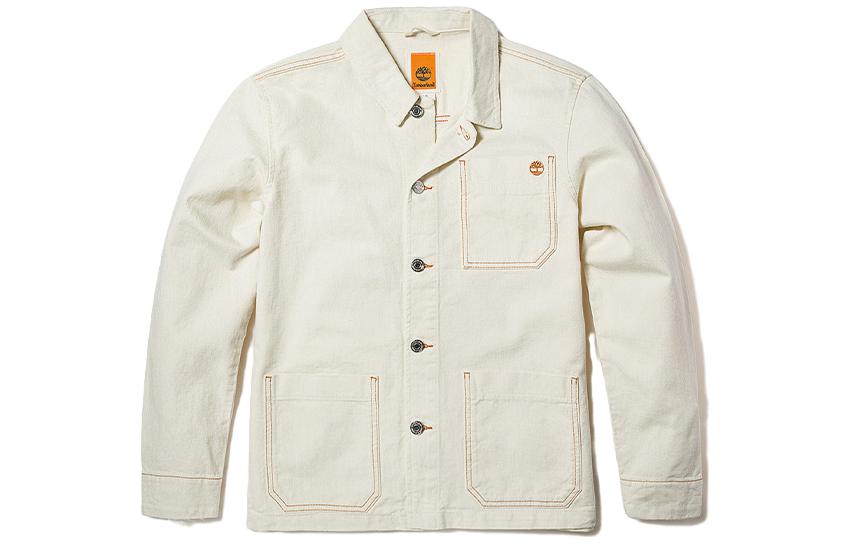 Timberland Unisex Solid Color Button-Up Work Shirt Jacket - Undyed A6QNS-CR3