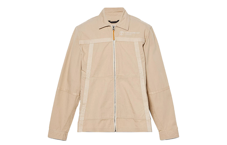 Timberland Unisex Solid Patchwork Collared Long-Sleeve Jacket Khaki A6BQT-269