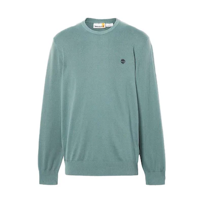 Timberland Washed Solid Logo Crewneck Sweatshirt Dark Teal - A6DWU-CL6