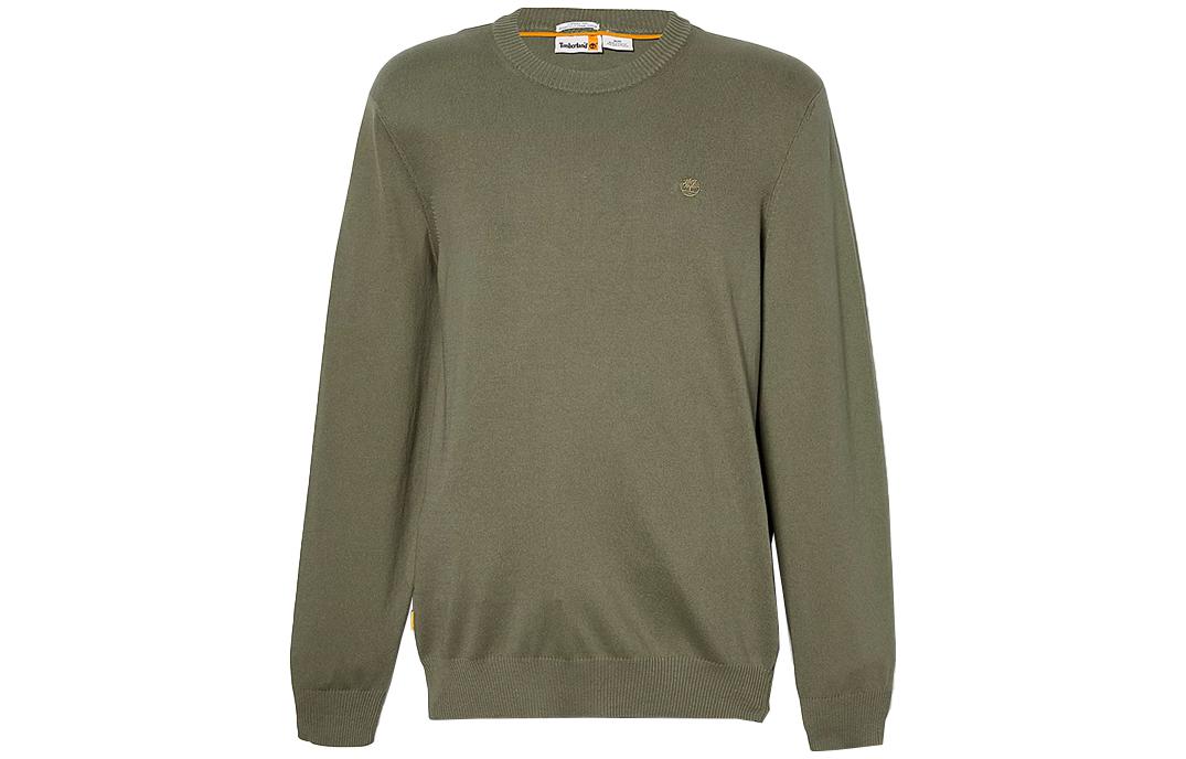 Timberland Washed Solid Logo Crewneck Sweatshirt Green Mens A6DWU-590