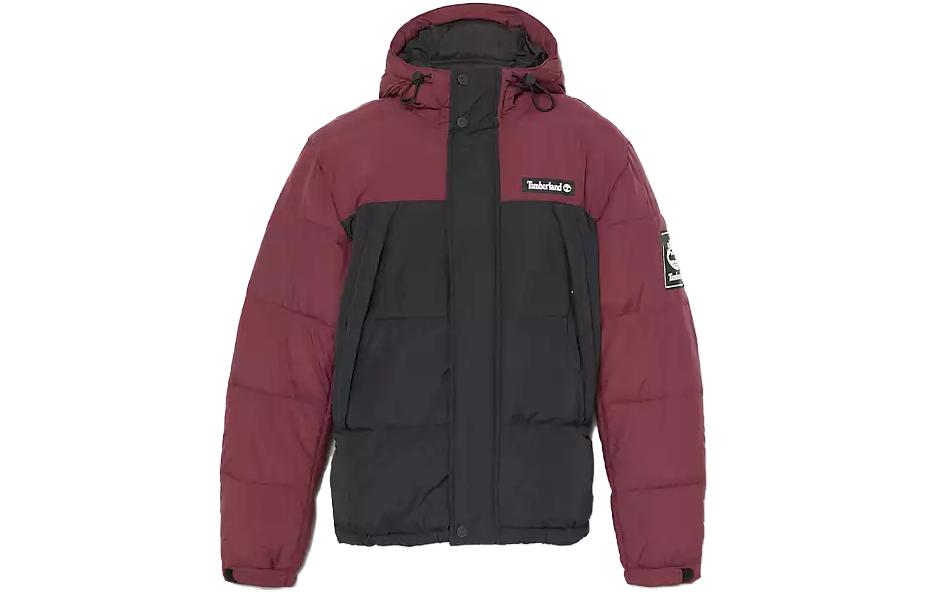 Timberland Water-Repellent Outdoor Archive Puffer Jacket Red Mens Hooded Coat A6S41-DX6