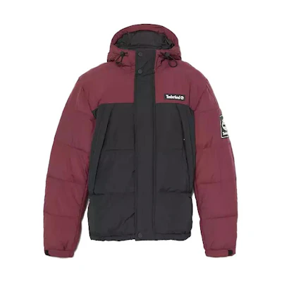 Timberland Water-Repellent Outdoor Archive Puffer Jacket Red Mens Hooded Coat A6S41-DX6